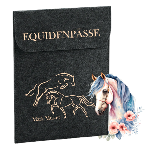 Equidenpass Mappe, Filz Mappe 20x26 cm individuell