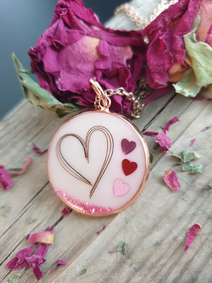 Stainless steel pendant animal or human hair "heart" rose
